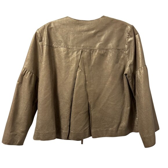 Bernardo Womens Gold Faux Leather Jacket Size S jacket - Picture 10 of 12